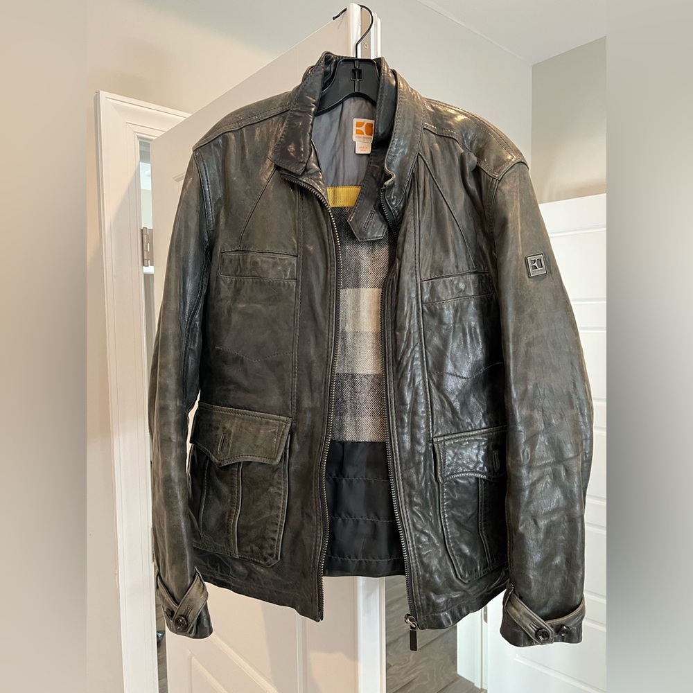BOSS ORANGE Dark Leather Moto Jacket